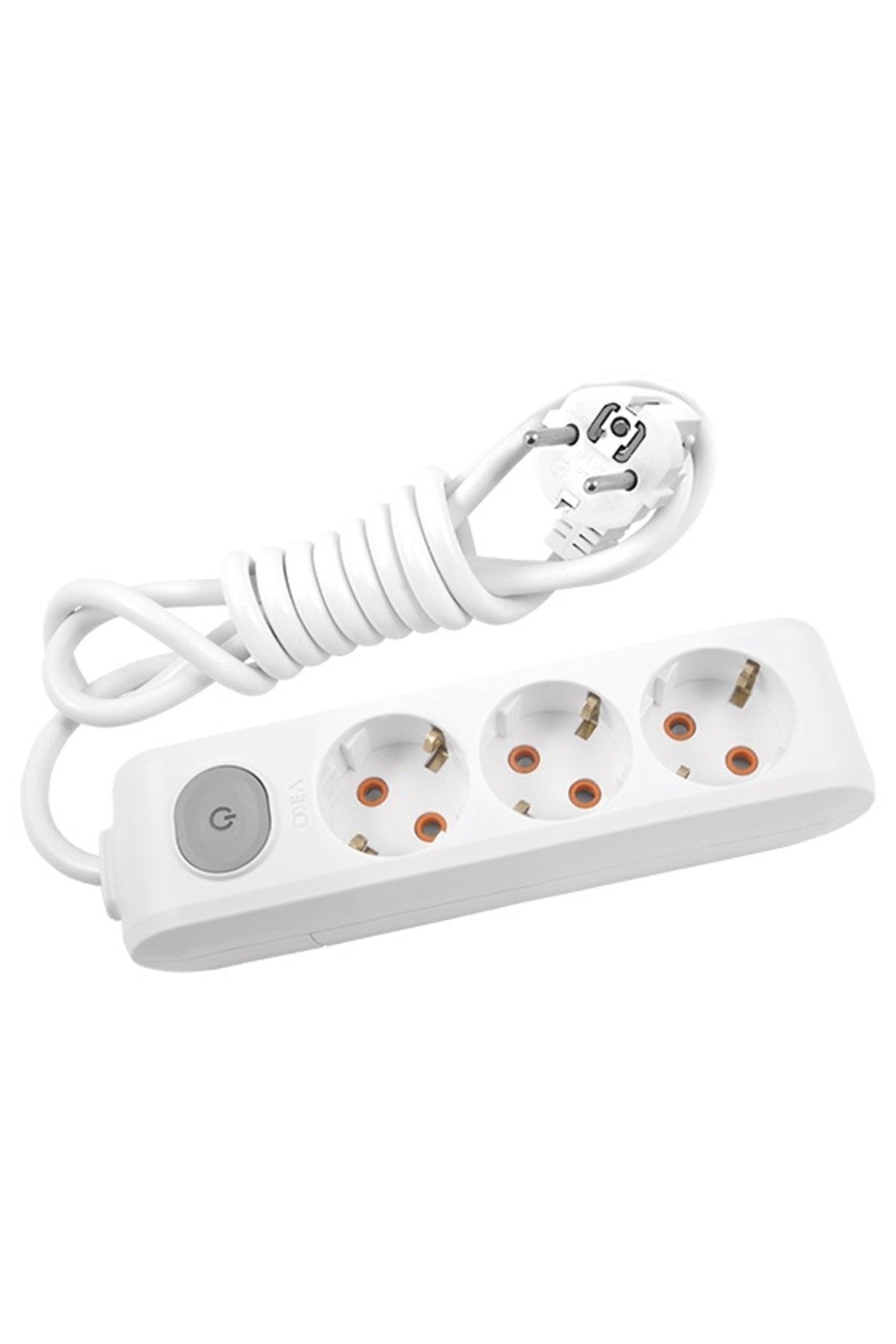 3 Lü Topraklı Uzatma Kablosu Grup Priz 3 Metre Anahtarlı Beyaz Renk